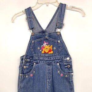 Vintage 90s Winnie The Pooh Piglet Bib Overalls Blue Jean Denim Girls Size 5/6